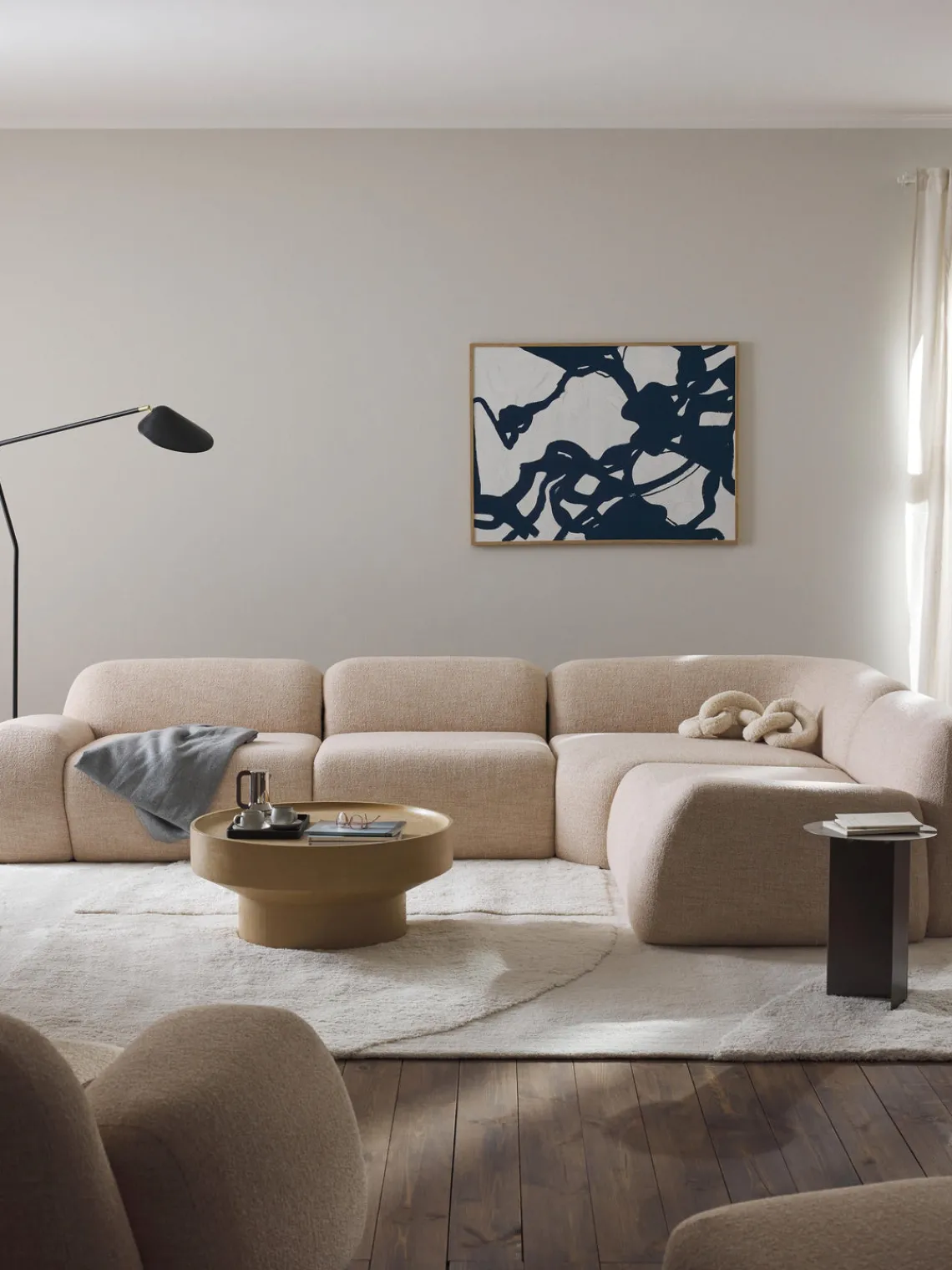 Clearance Sofá rinconera modular en tejido bouclé Wolke (4 plazas) Sofás Rinconeras|Sofás