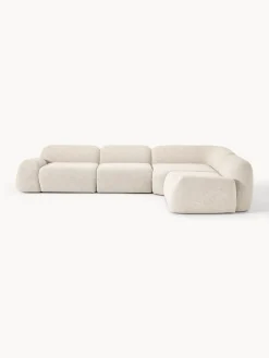 Sofás Rinconeras|Sofás>Westwing Collection Sofá rinconera modular en tejido bouclé Wolke (4 plazas) Bouclé beige claro