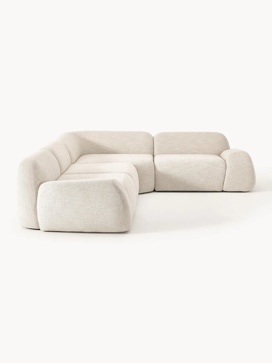 Sofás Rinconeras|Sofás>Westwing Collection Sofá rinconera modular en tejido bouclé Wolke (4 plazas) Bouclé beige claro