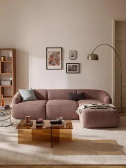 Sofás Rinconeras|Sofás>Westwing Collection Sofá rinconera modular en tejido bouclé Sofia (3 plazas) Bouclé jaspeado, rojo óxido