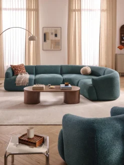 Sofás Rinconeras|Sofás>Westwing Collection Sofá rinconera modular en tejido bouclé Sofia (4 plazas) Bouclé jaspeado azul petróleo