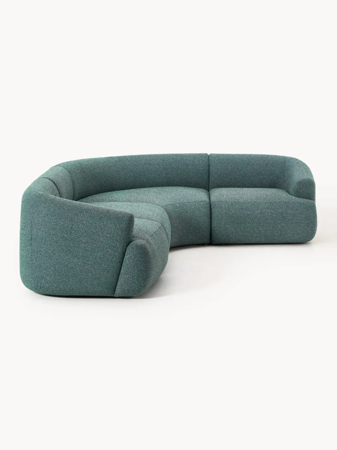 Sofás Rinconeras|Sofás>Westwing Collection Sofá rinconera modular en tejido bouclé Sofia (4 plazas) Bouclé jaspeado azul petróleo