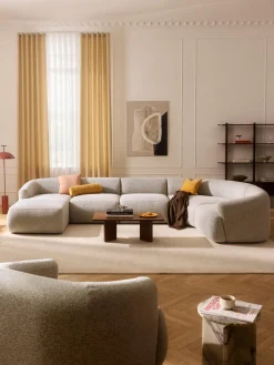 Sofás Rinconeras|Sofás>Westwing Collection Sofá rinconera modular en tejido bouclé Sofia Bouclé jaspeado, beige