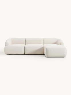 Sofás Rinconeras|Sofás>Westwing Collection Sofá rinconera modular en tejido bouclé Sofia (3 plazas) Bouclé jaspeado, blanco crema