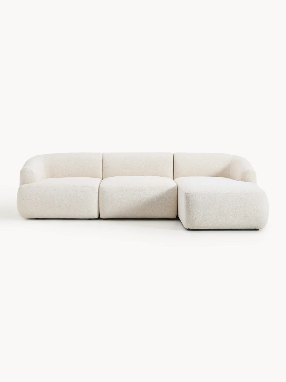 Sofás Rinconeras|Sofás>Westwing Collection Sofá rinconera modular en tejido bouclé Sofia (3 plazas) Bouclé jaspeado, blanco crema