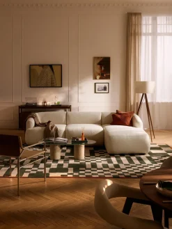 Sofás Rinconeras|Sofás>Westwing Collection Sofá rinconera modular en tejido bouclé Sofia (3 plazas) Bouclé jaspeado, blanco crema