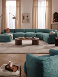 Outlet Sofá rinconera modular en tejido bouclé Sofia Sofás Rinconeras|Sofás