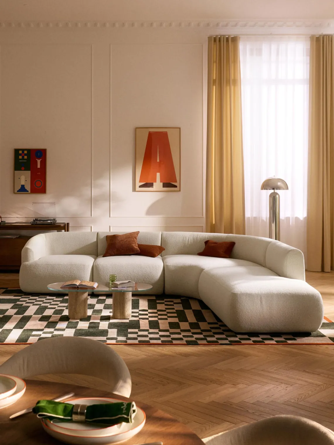 Sofá rinconera modular en tejido bouclé Sofia (4 plazas) Sofás Rinconeras|Sofás