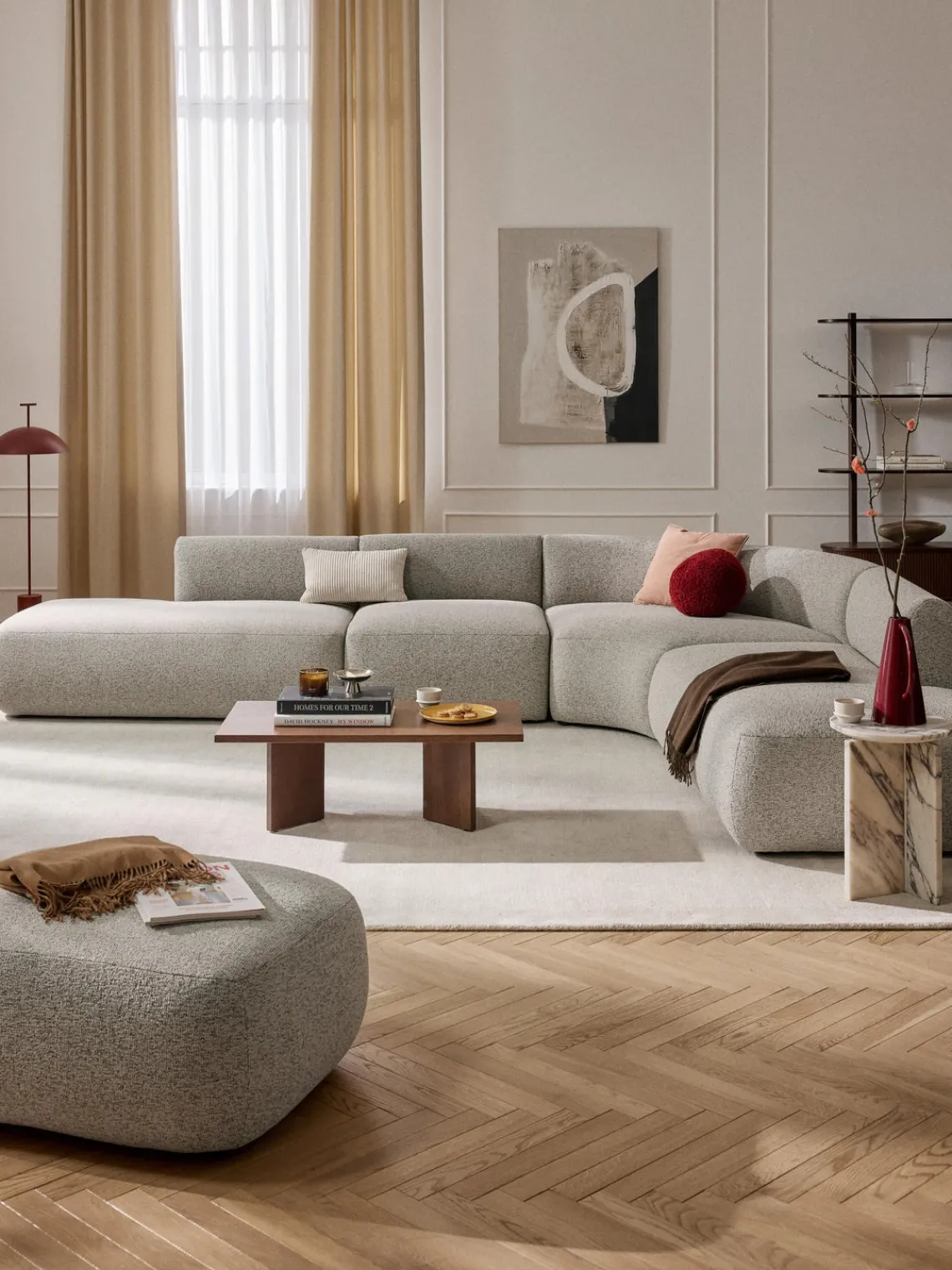 Sofás Rinconeras|Sofás>Westwing Collection Sofá rinconera modular en tejido bouclé Sofia (4 plazas) Bouclé beige mélange