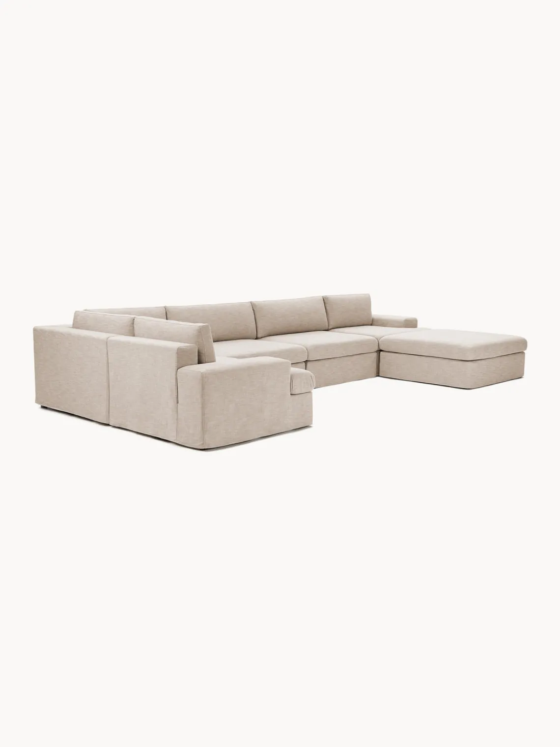 Sofás Rinconeras|Sofás>Westwing Collection Sofá rinconera modular grande con tapizado desenfundable Russell Tejido beige jaspeado