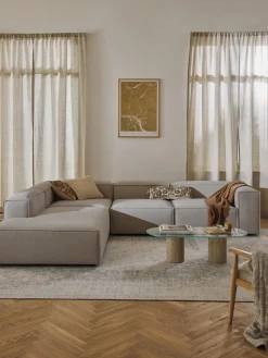 Sofás>Westwing Collection Sofá rinconera modular grande Lennon Tejido taupe