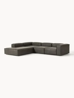 Sofás></noscript>Westwing Collection Sofá rinconera modular grande de cuero reciclado Lennon Cuero taupe