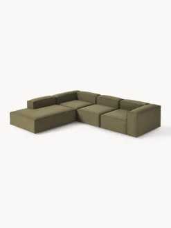Sofás>Westwing Collection Sofá rinconera modular grande Lennon Tejido verde oliva