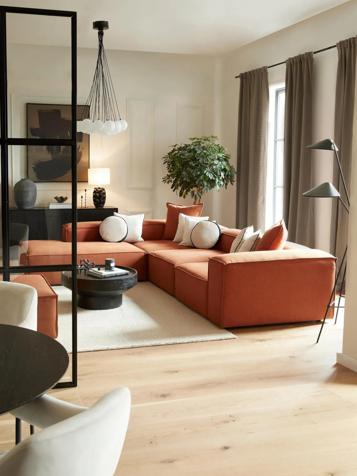 Sofás>Westwing Collection Sofá rinconera modular grande Lennon Tejido terracota