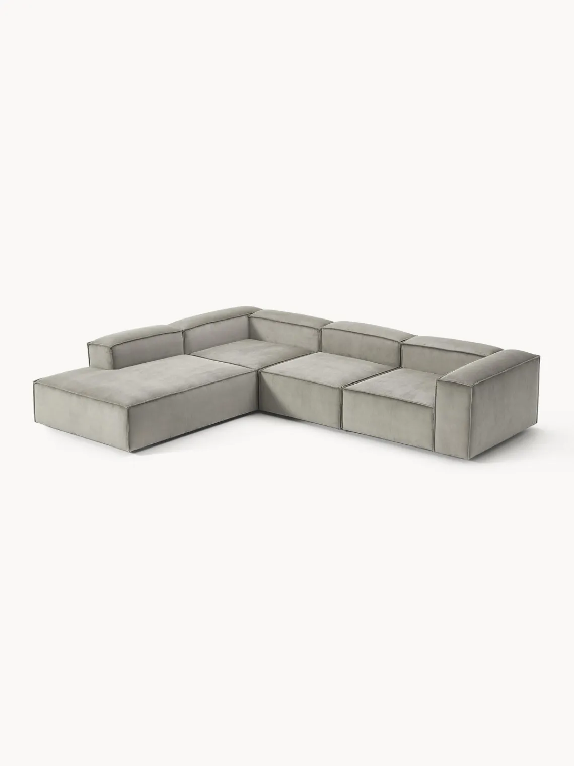 Sofás>Westwing Collection Sofá rinconera modular grande de pana Lennon Pana gris