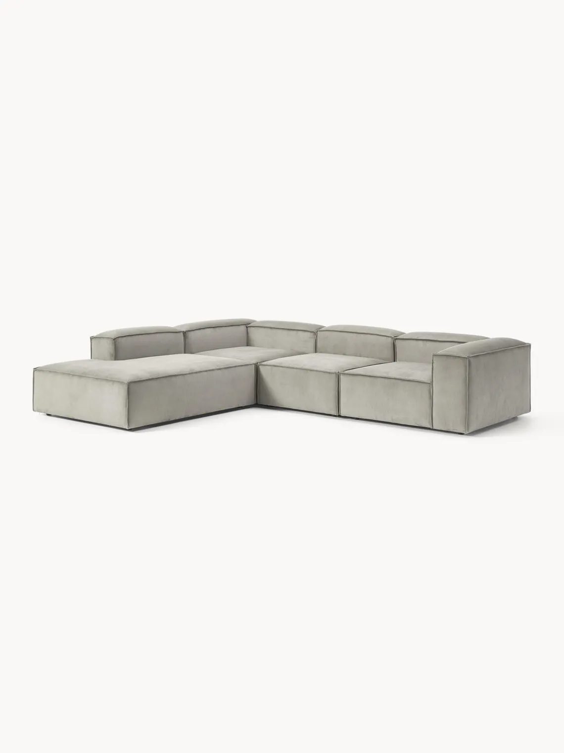Sofás>Westwing Collection Sofá rinconera modular grande de pana Lennon Pana gris