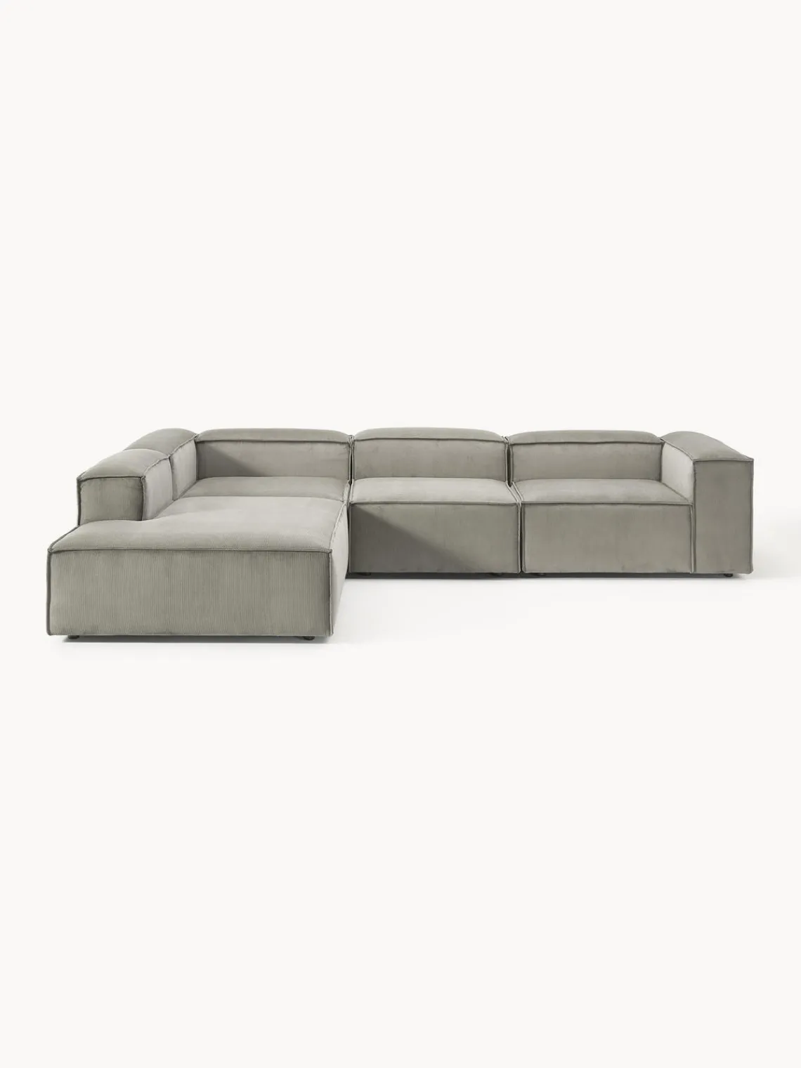 Sofás>Westwing Collection Sofá rinconera modular grande de pana Lennon Pana gris
