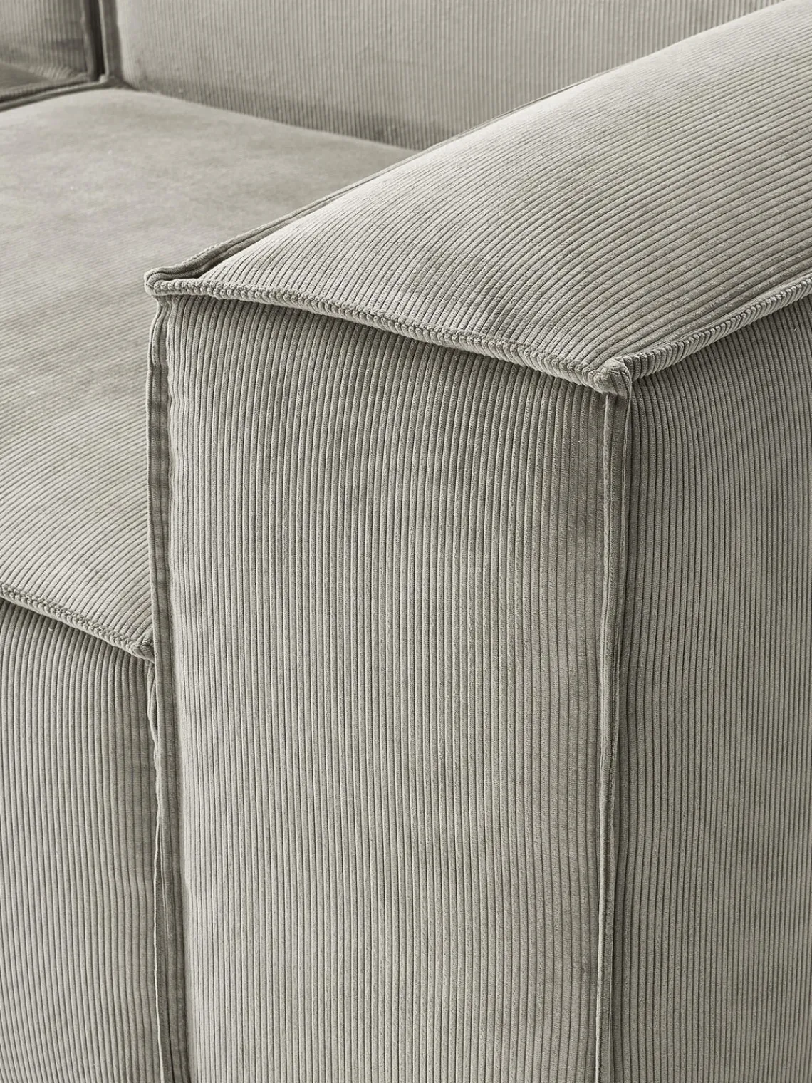 Sofás>Westwing Collection Sofá rinconera modular grande de pana Lennon Pana gris