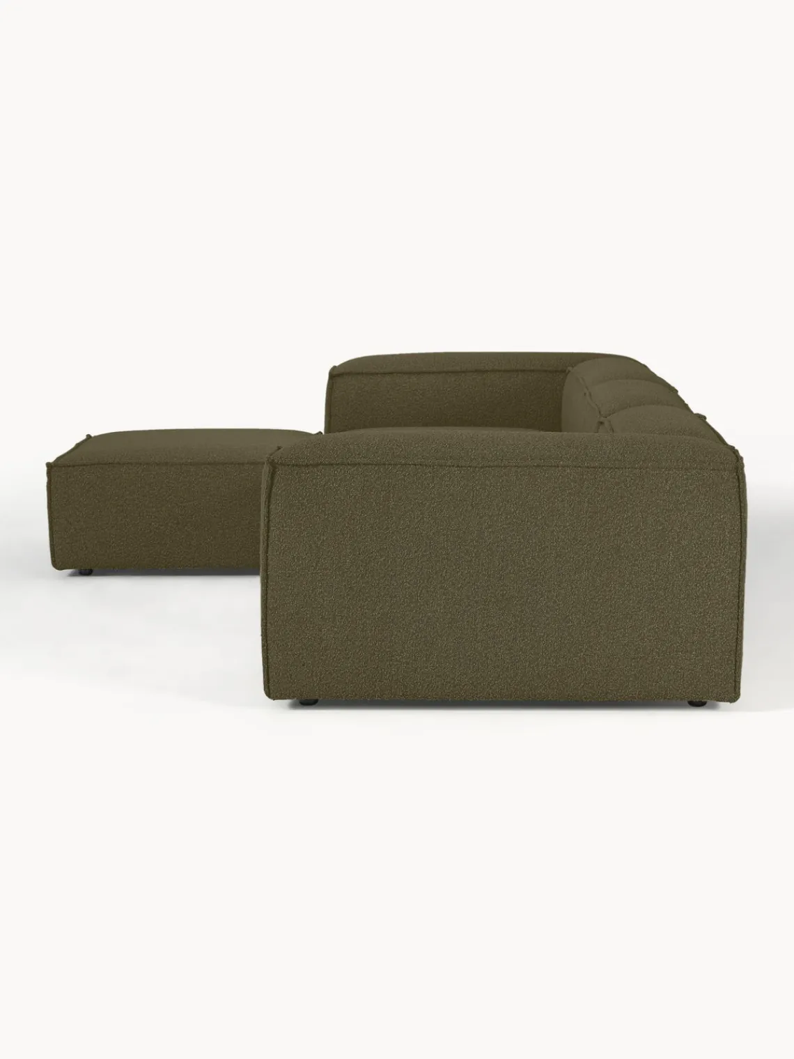 Sofás>Westwing Collection Sofá rinconera modular grande en tejido bouclé Lennon Bouclé verde oliva