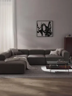 Sofás>Westwing Collection Sofá rinconera modular grande en tejido bouclé Lennon Bouclé greige