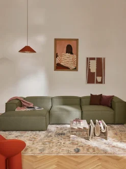 Sofás>Westwing Collection Sofá rinconera modular Lennon Tejido verde oliva