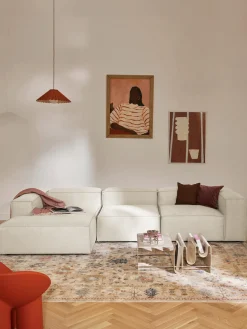 Sofás>Westwing Collection Sofá rinconera modular Lennon Tejido blanco Off White