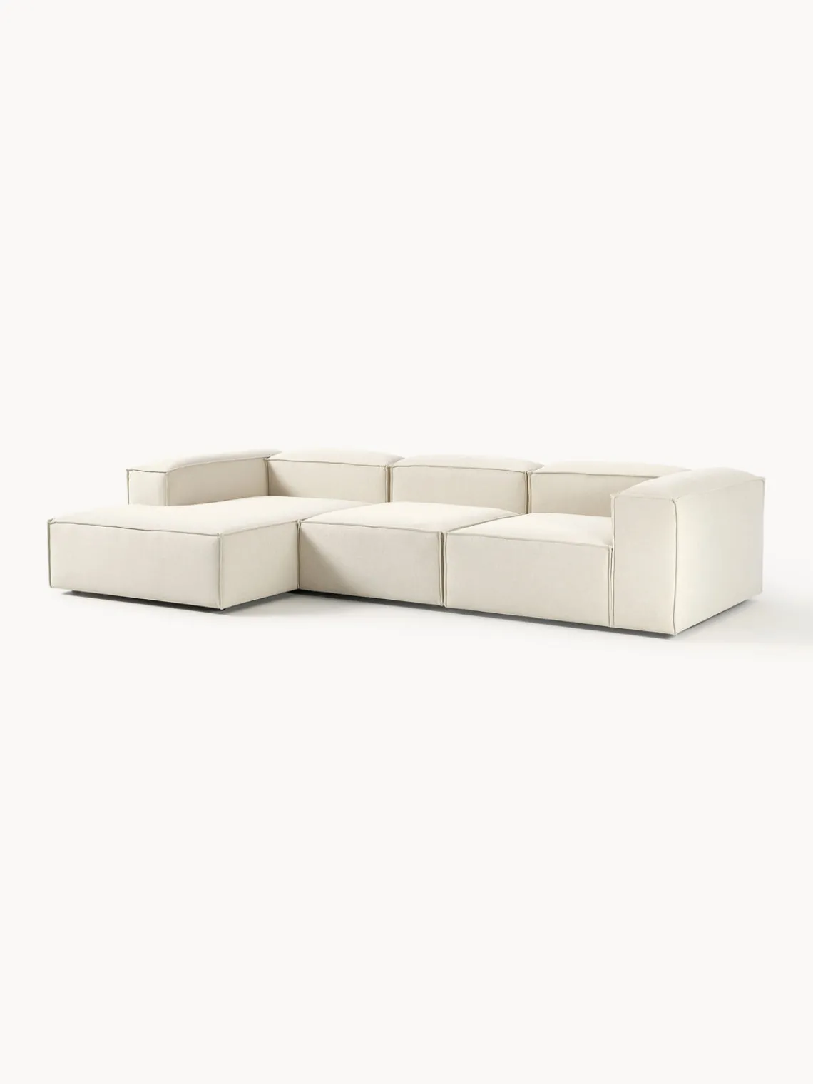 Sofás>Westwing Collection Sofá rinconera modular Lennon Tejido blanco Off White