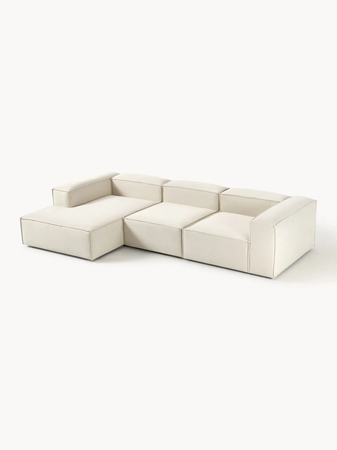Sofás>Westwing Collection Sofá rinconera modular Lennon Tejido blanco Off White
