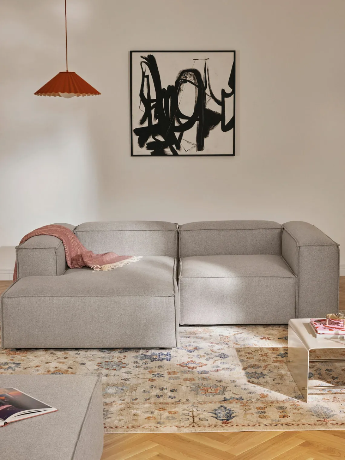 Sofás>Westwing Collection Sofá rinconera modular Lennon Tejido taupe