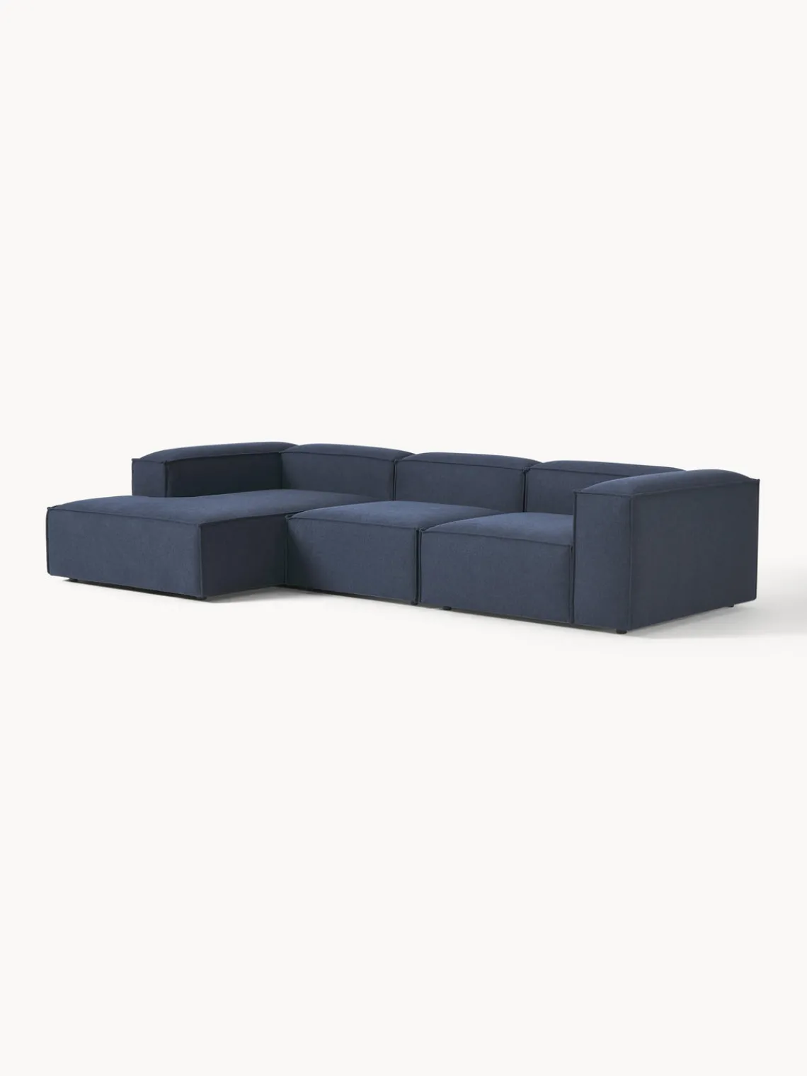 Sofás>Westwing Collection Sofá rinconera modular Lennon Tejido azul oscuro