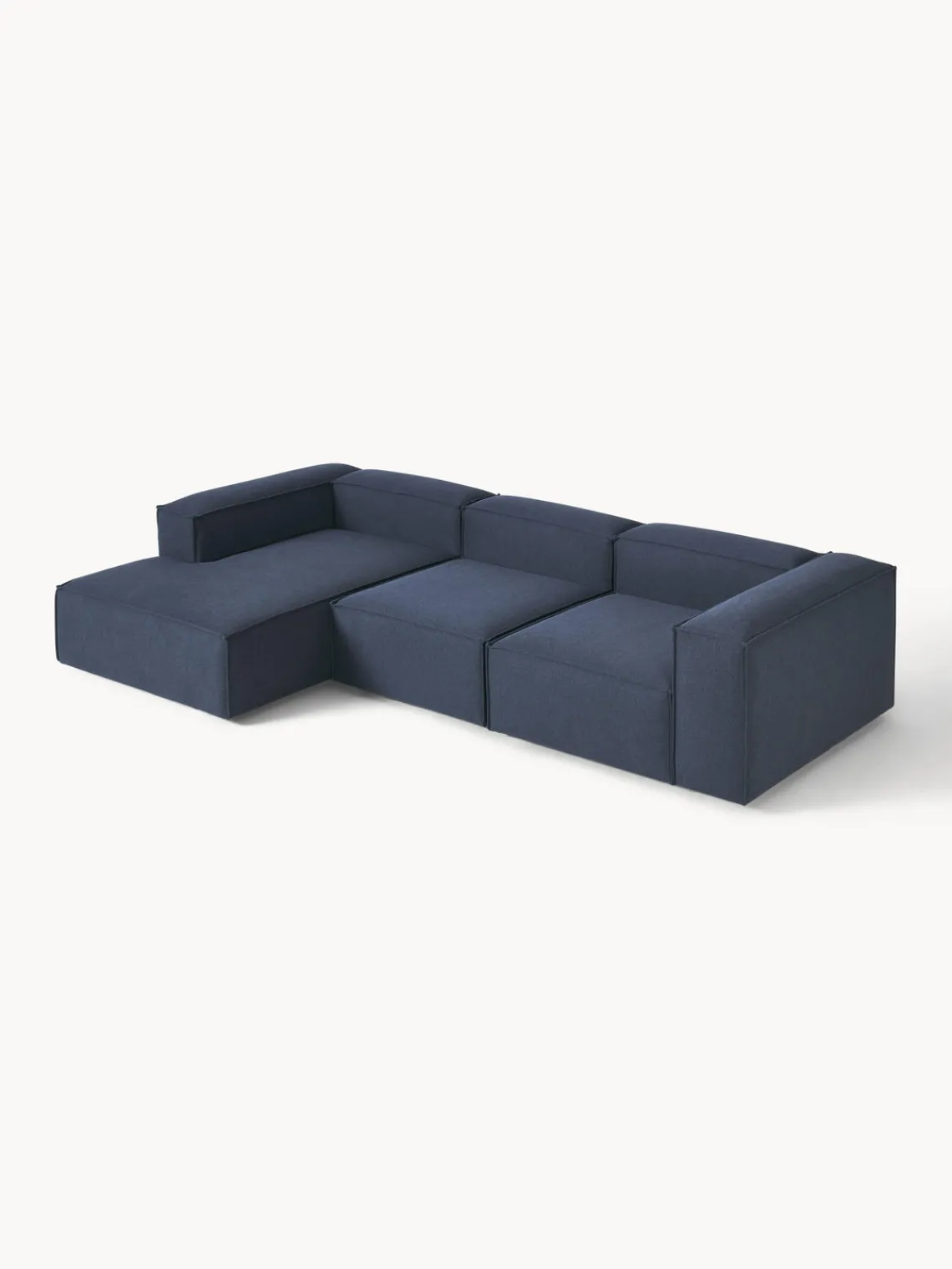 Sofás>Westwing Collection Sofá rinconera modular Lennon Tejido azul oscuro