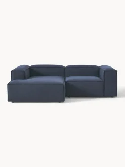 Sofás>Westwing Collection Sofá rinconera modular Lennon Tejido azul oscuro