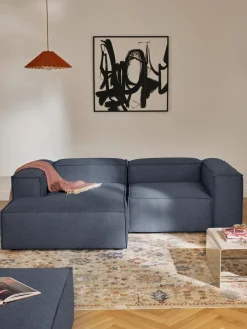 Sofás>Westwing Collection Sofá rinconera modular Lennon Tejido azul oscuro