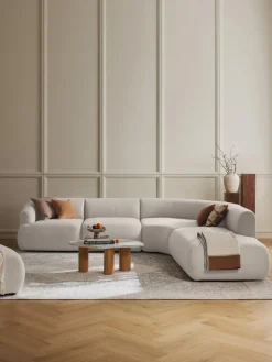 Sofás Rinconeras|Sofás>Westwing Collection Sofá rinconera modular Sofia (4 plazas) Tejido grueso blanco crema