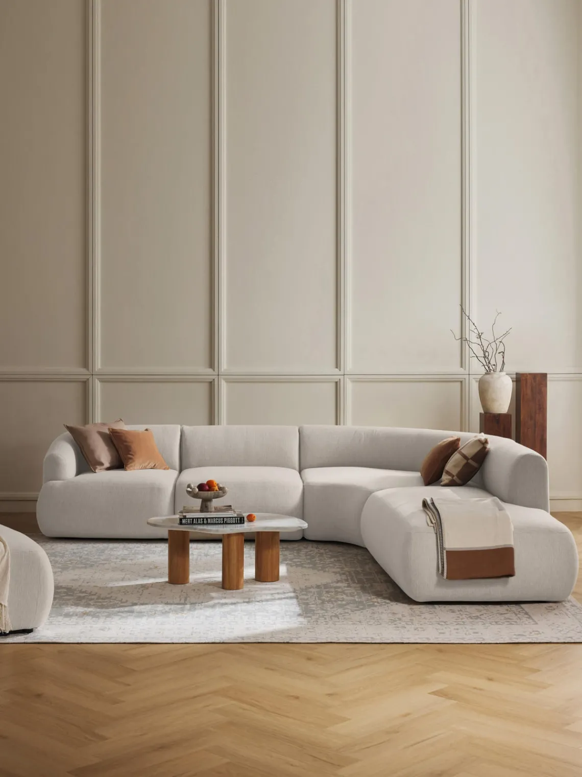 Sofás Rinconeras|Sofás>Westwing Collection Sofá rinconera modular Sofia (4 plazas) Tejido grueso blanco crema