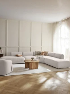 Sofás Rinconeras|Sofás>Westwing Collection Sofá rinconera modular Sofia (4 plazas) Tejido blanco crema