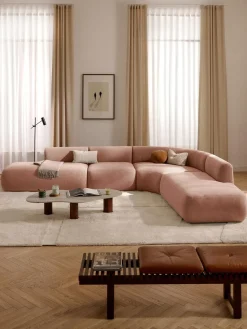 Sofás Rinconeras|Sofás>Westwing Collection Sofá rinconera modular Sofia (4 plazas) Terciopelo melocotón