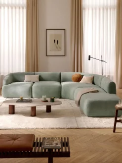 Sofás Rinconeras|Sofás>Westwing Collection Sofá rinconera modular Sofia (4 plazas) Terciopelo verde salvia