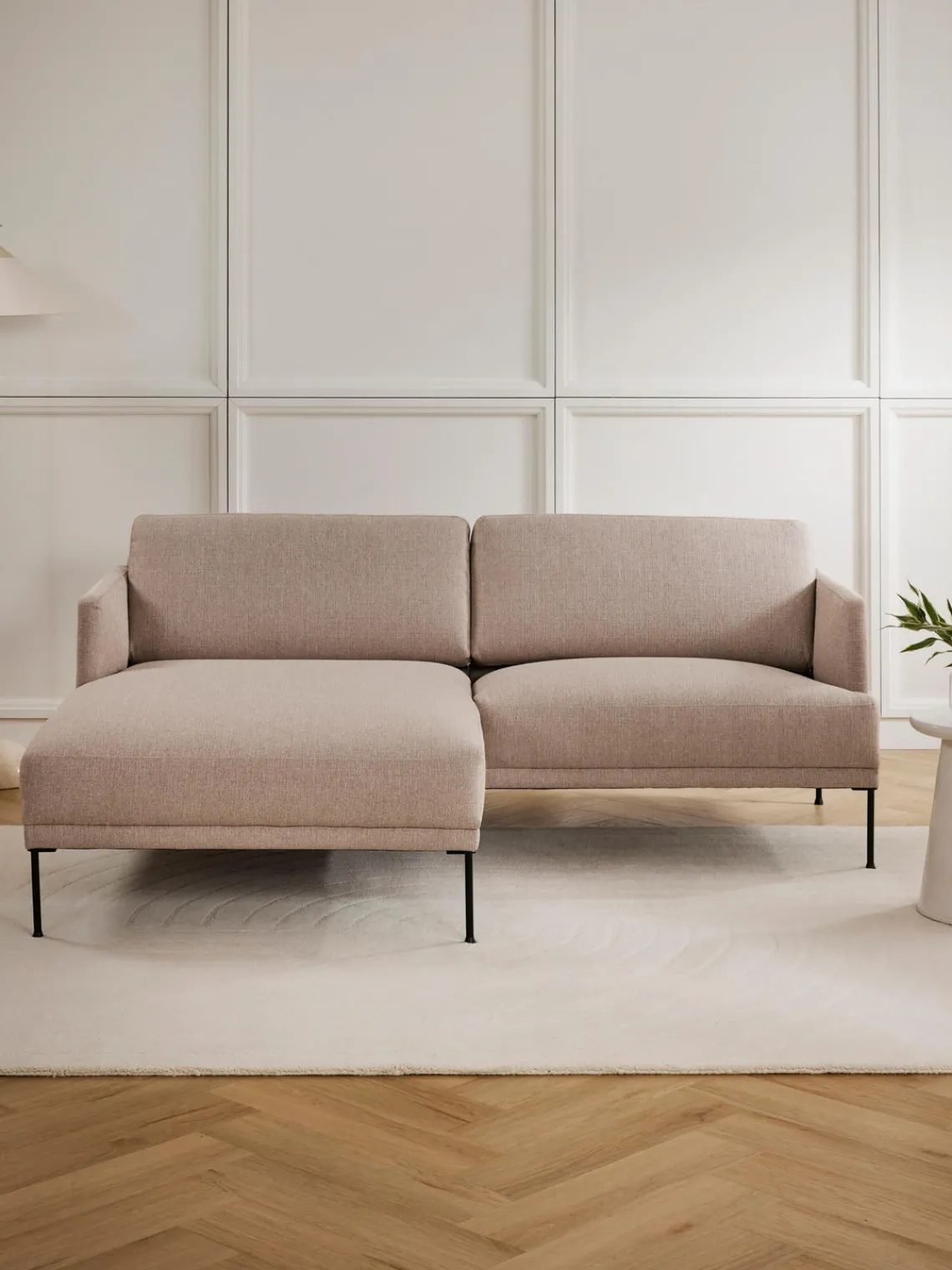 Sofás Rinconeras|Sofás>Westwing Collection Sofá rinconera pequeño Fluente Tejido taupe