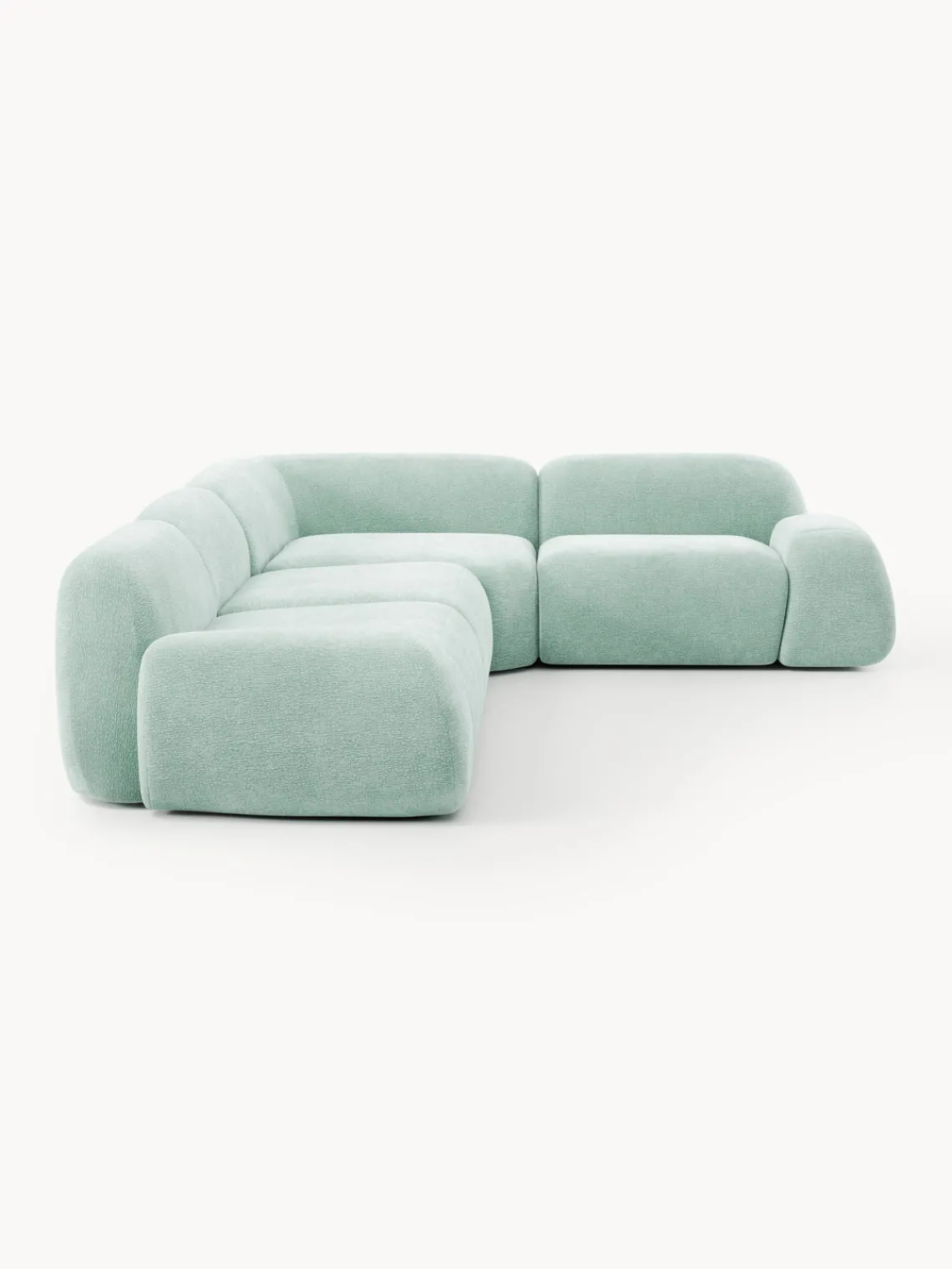 Sofás Rinconeras|Sofás>Westwing Collection Sofá rinconera Wolke (4 plazas) Tejido verde menta, aterciopelado