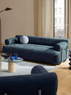 Sofás 3 Plazas|Sofás>Westwing Collection Sofá Stella (3 plazas) Tejido jaspeado azul vaquero