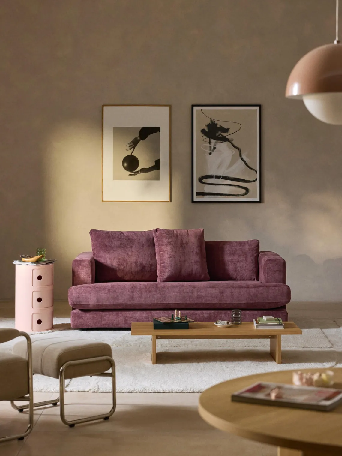 Sofás 2 Plazas|Sofás>Westwing Collection Sofá Tribeca (2 plazas) Chenilla morado oscuro