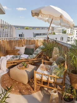 Discount Sombrilla con flecos plegable Retro, Ø 180 cm Sombrillas|Sombrillas