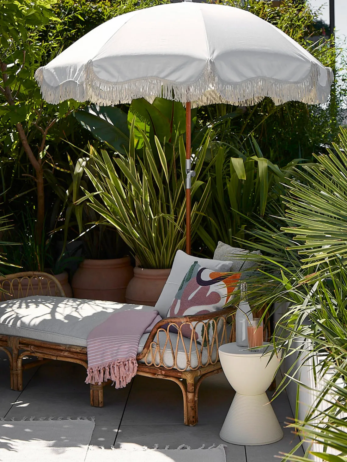 Discount Sombrilla con flecos plegable Retro, Ø 180 cm Sombrillas|Sombrillas