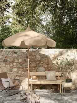 Sombrillas|Sombrillas>Ferm Living Sombrilla Lull, Ø 200 Beige, haya