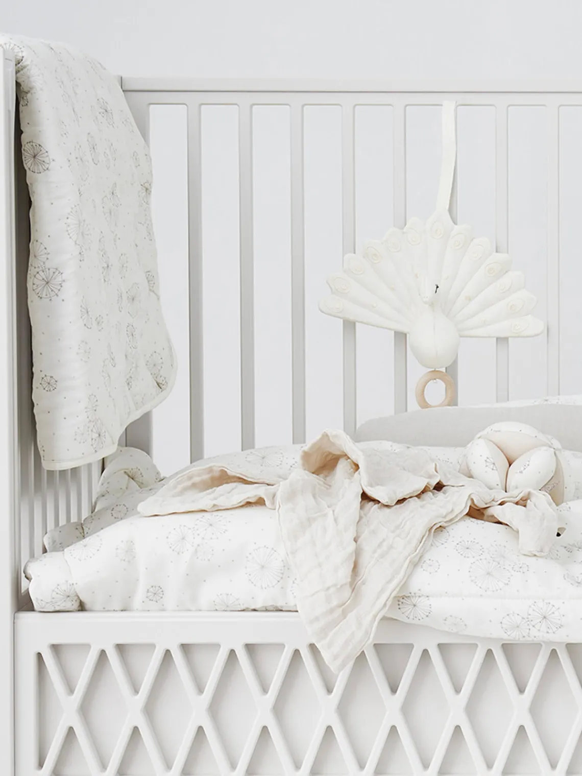 Cajas Musicales Y Móviles|Decoración Infantil>Cam Cam Copenhagen Sonajero colgante de algodón ecológico Peacock