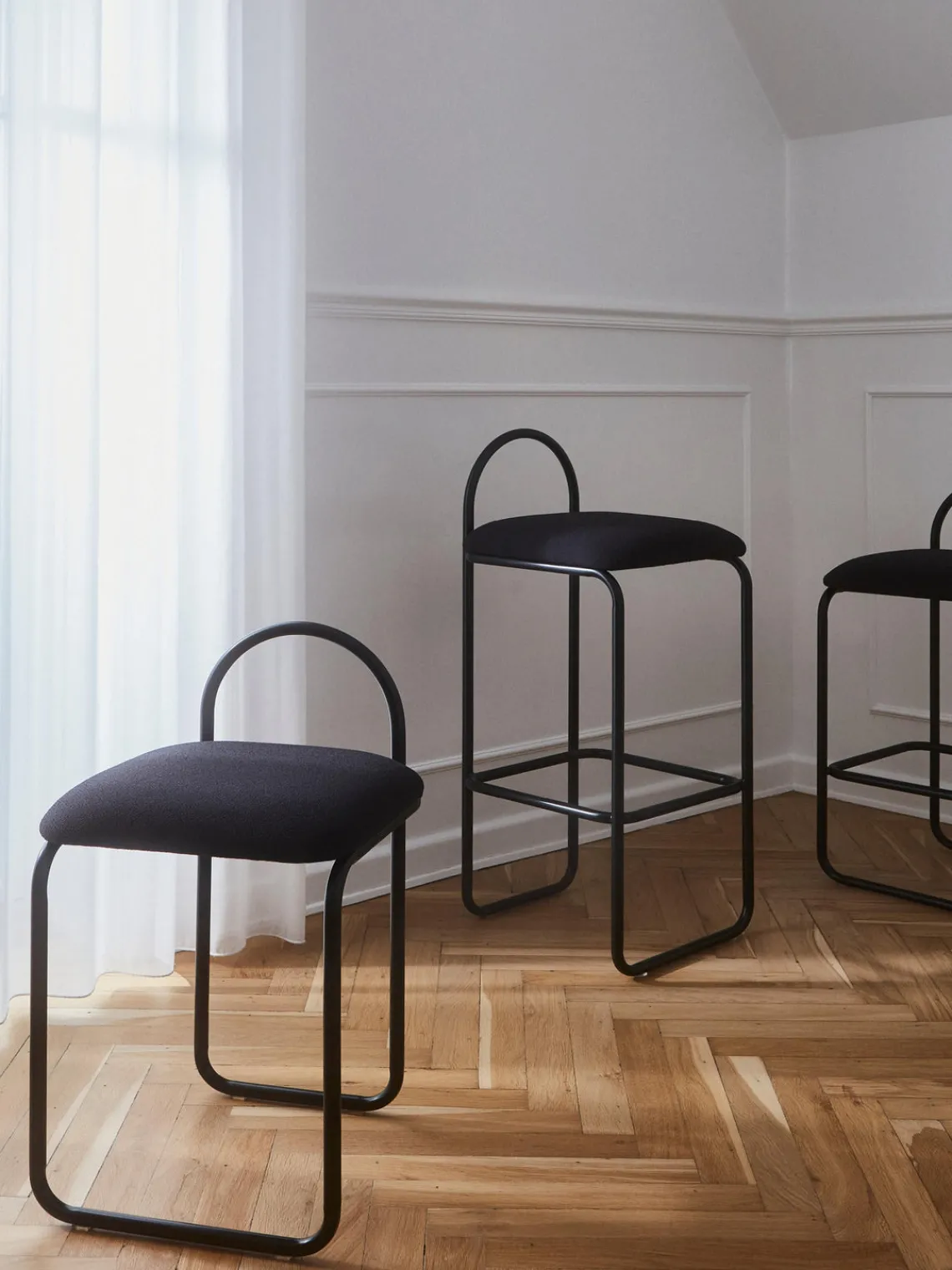 Taburetes Altos|Sillas>AYTM Taburete alto Angui Tejido negro