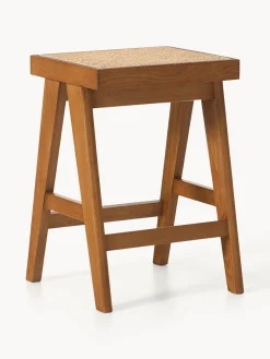 Taburetes Altos|Sillas>Westwing Collection Taburete alto con tejido vienés Sissi Madera de roble oscura, beige claro