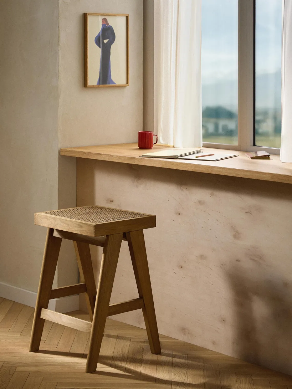 Taburetes Altos|Sillas>Westwing Collection Taburete alto con tejido vienés Sissi Madera de roble clara, beige claro