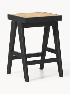 Taburetes Altos|Sillas>Westwing Collection Taburete alto con tejido vienés Sissi Negro, beige claro